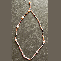 Lariat necklace with pearls and stones, restrung
